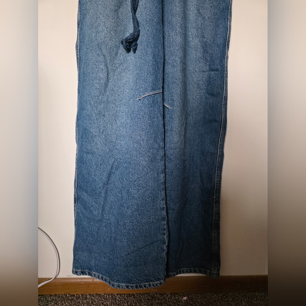 FREE PEOPLE EDISON WIDE LEG COVERALL OVERALL BLUE JEANS SIZE XS‎ - Picture 6 of 11